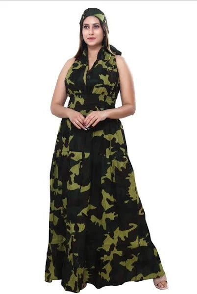 7.6.25 Dress Shante Camo maxi halter dress up to 1x