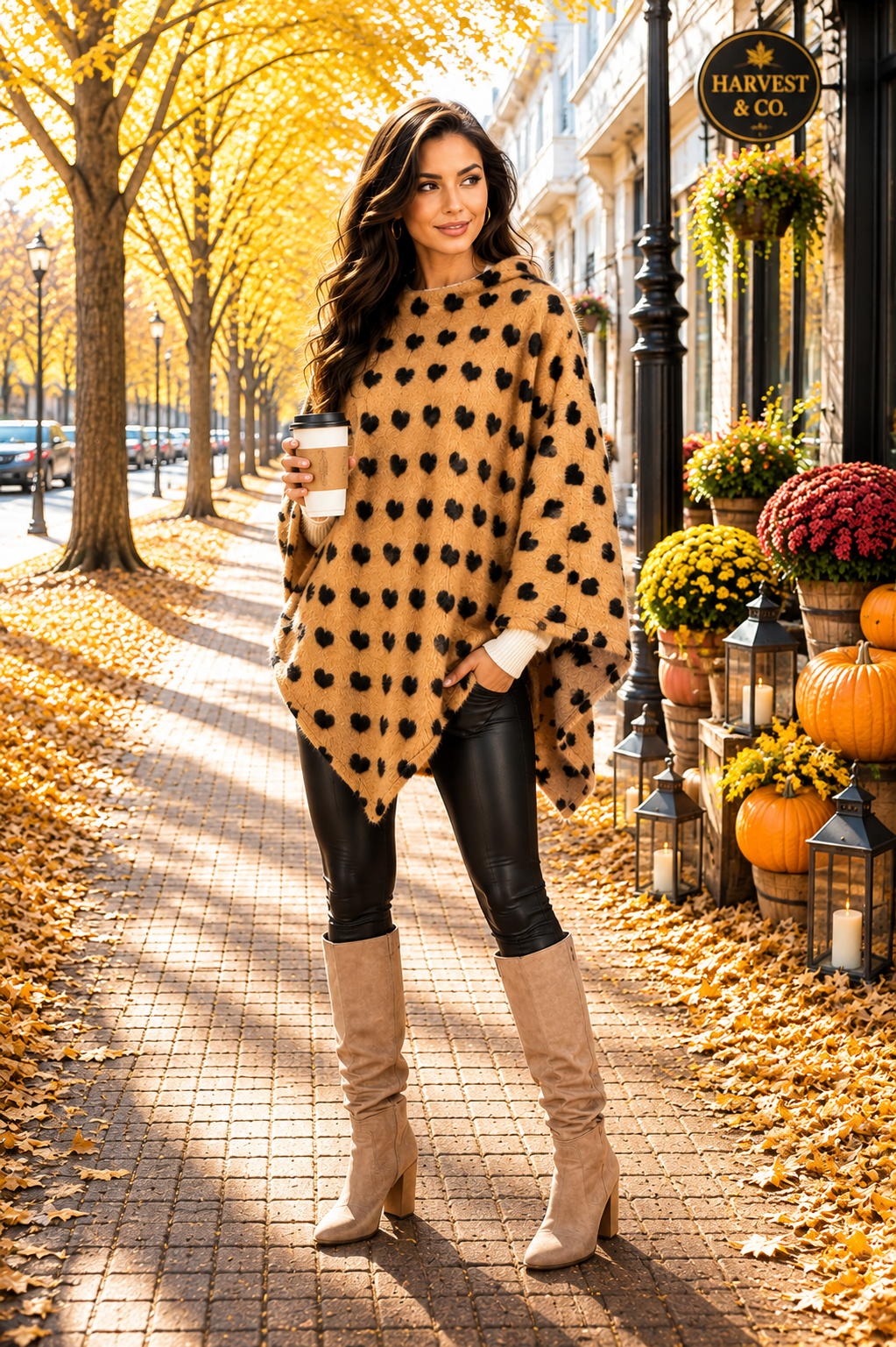 9.3.26 Poncho supersoft w heart pullover OS