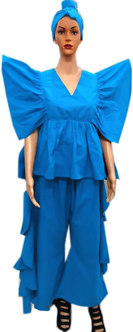 4.29.25 Pants set 2 pc cotton w ruffle side pants fits up to 3x