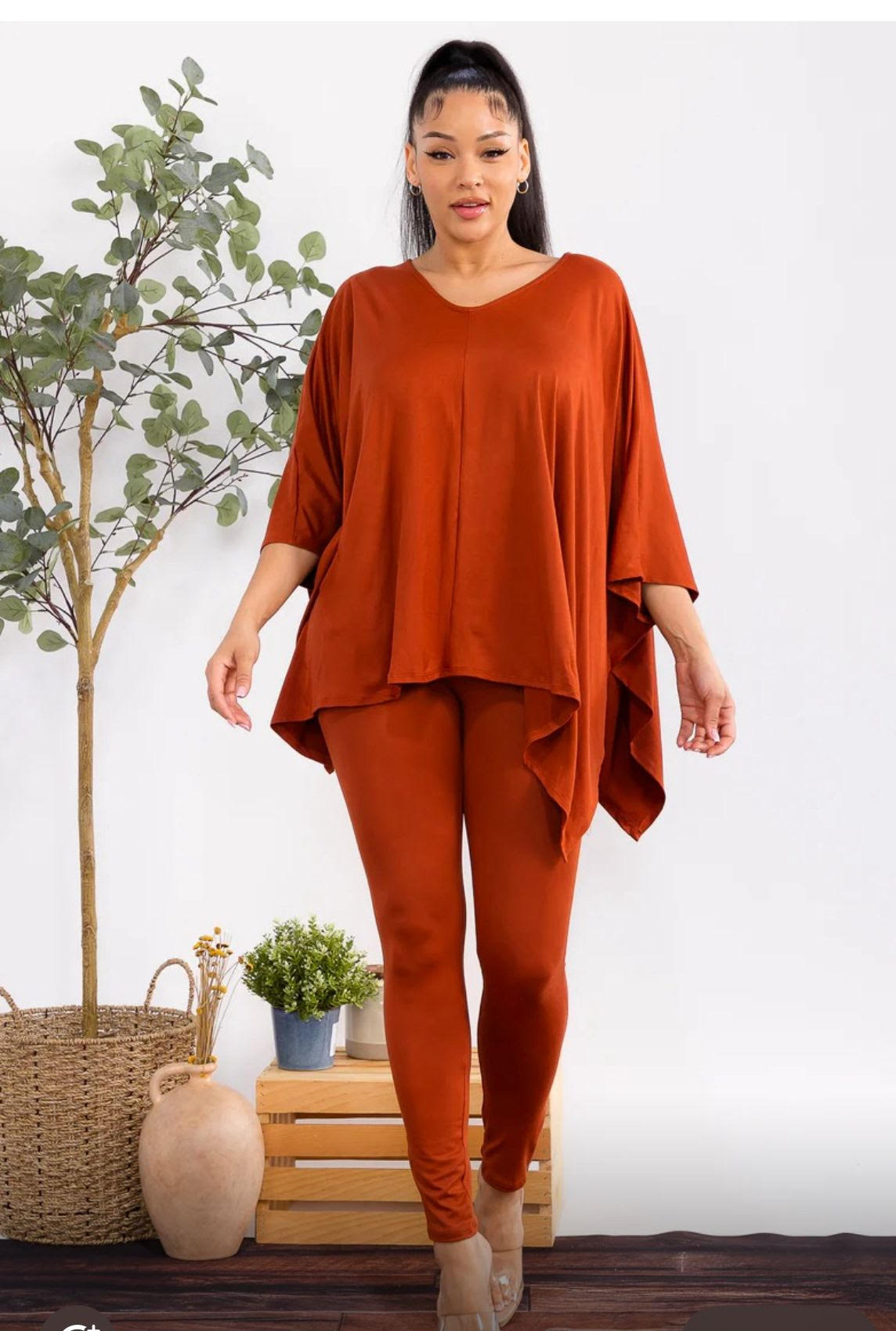 12.8.25 Legging set burnt orange w flowy top