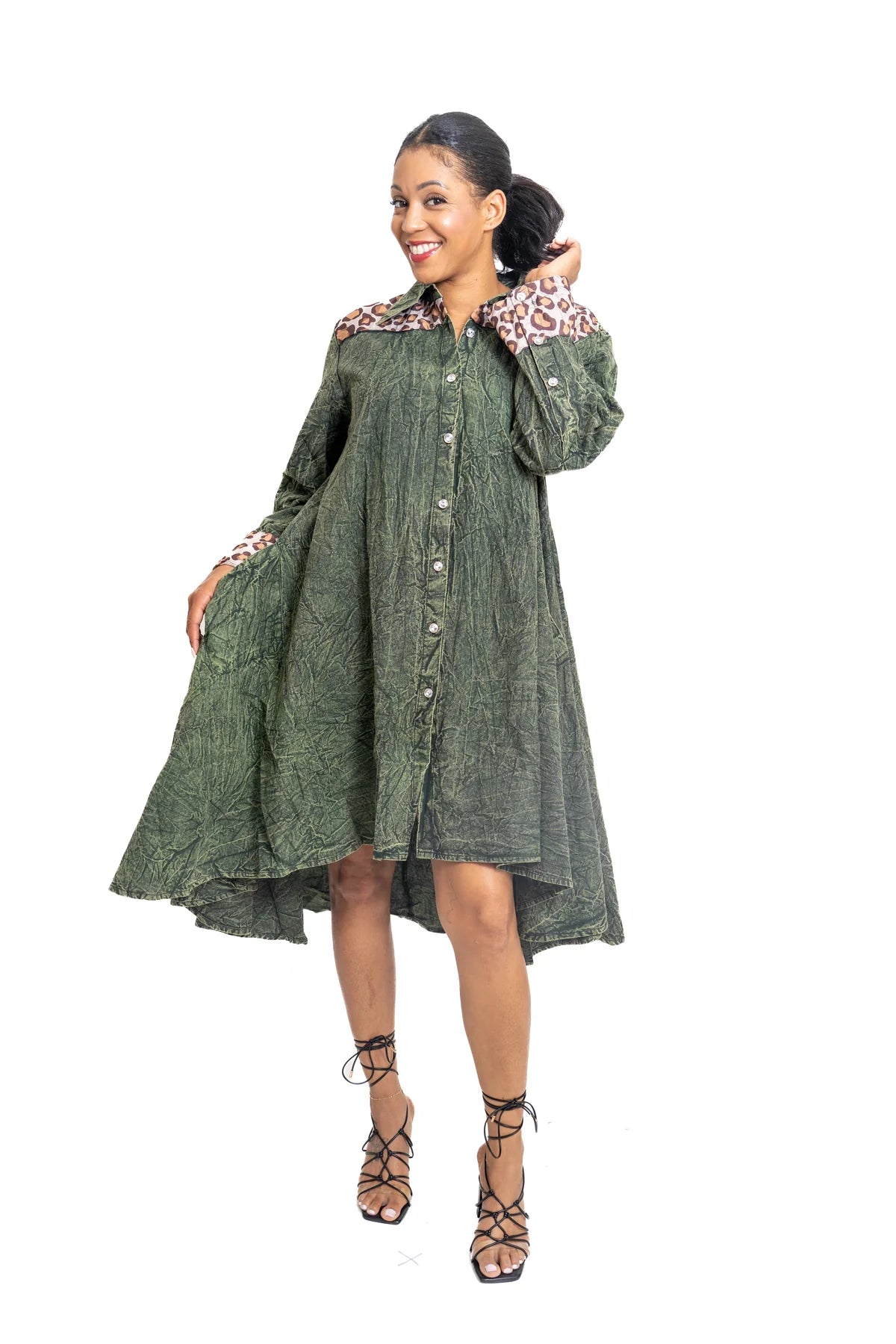 10.6.25 Dress Denim w animal print lady on back fit up to 2x