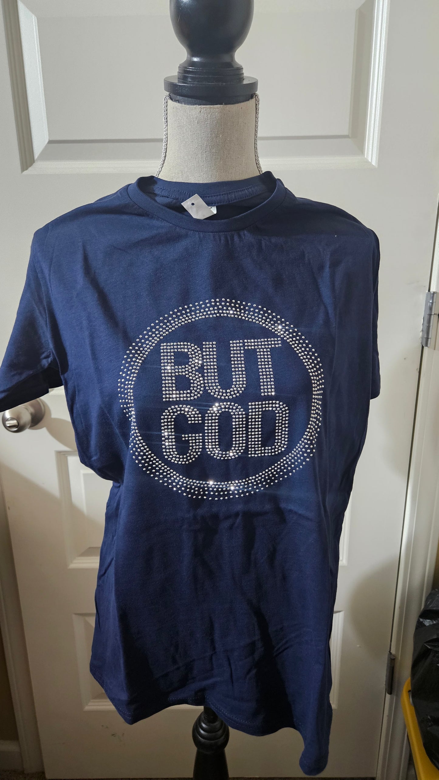 7.1.25 Tshirt But God navy blue