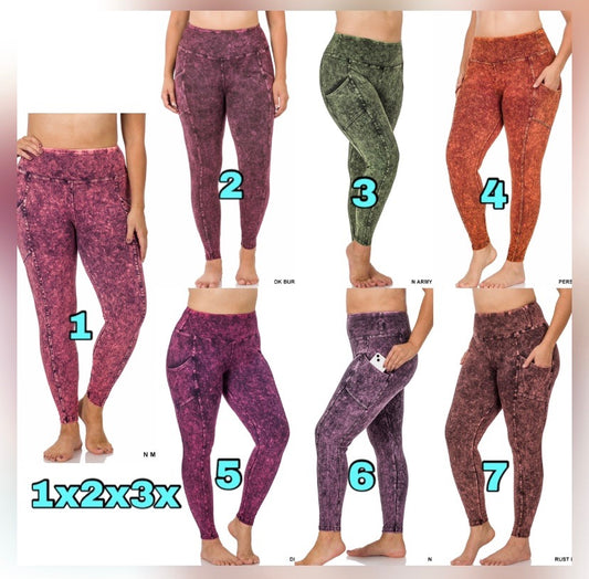 8.6.25 Leggins Zenana acid wash burnt orange