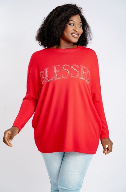 10.6.25 Sweater Blessed in Bling OS