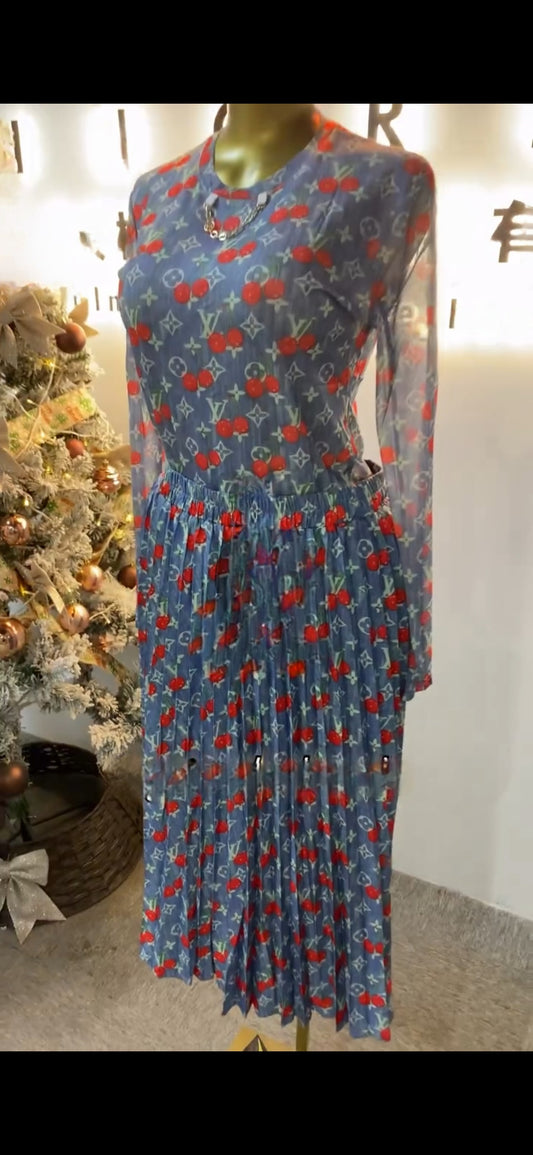 10.24.25 Skirt Set L design 2pc skirt set white L blue 1x