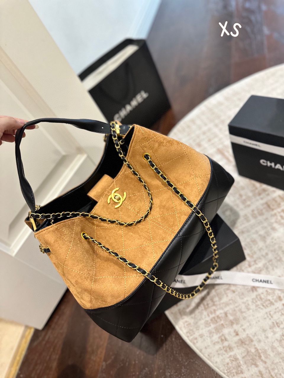 10.27.25 Purse C sack purse gold suede tote