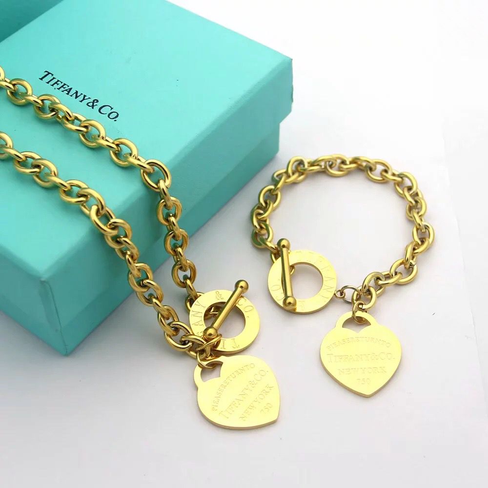 10.27.25 Necklace set bracelet thick link Tiffheart and ring