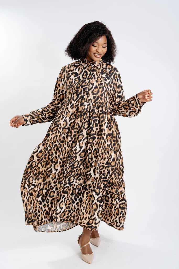 11.2.25 Dress Shanta animal print maxi w rhinestone up to 2x