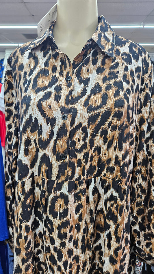11.2.25 Dress Shanta animal print maxi w rhinestone up to 2x