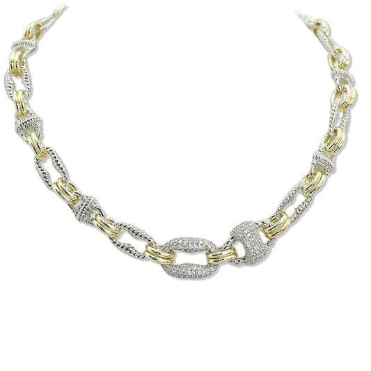 8.27.25 Necklace  14K GOLD PLATED GEOMETRIC PAVE CUBICZiroc
