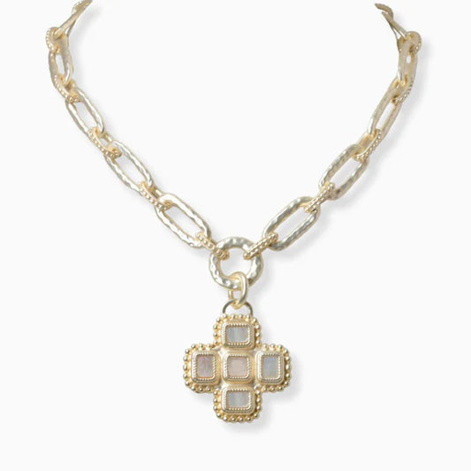 3.9.26 Necklacer mother of pearl charm cross DY