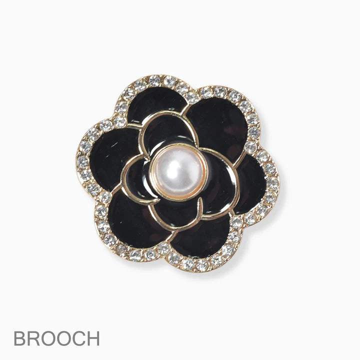8.27.25 Brooche  FLOWER ENAMEL PEARL PIN BROOCH