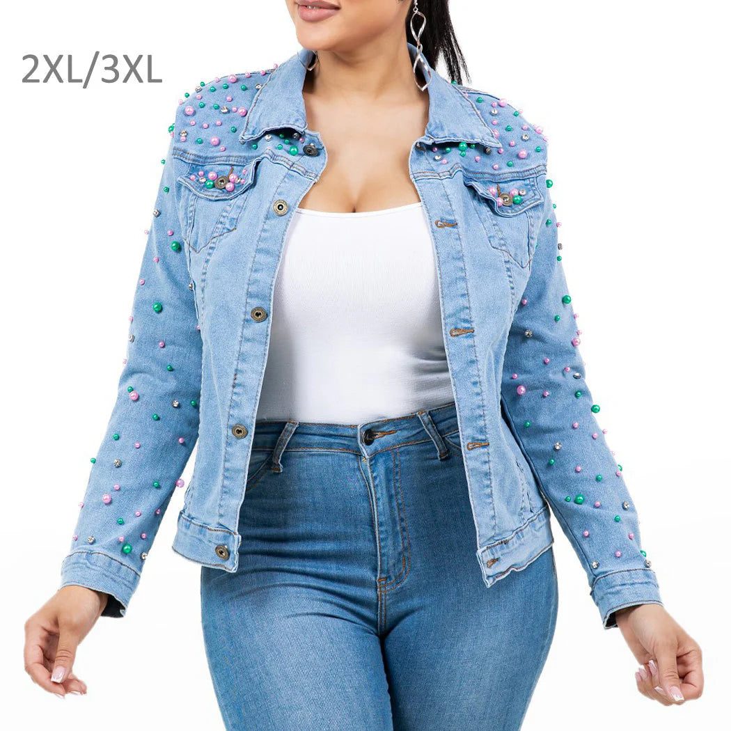 10.29.25 Jacket denim w pearls BLUE