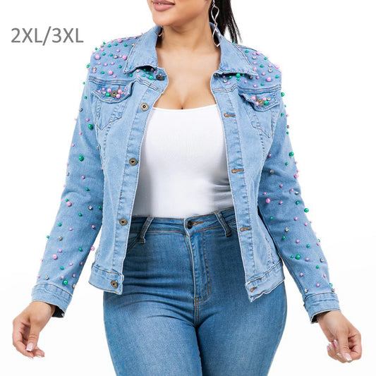 10.29.25 Jacket denim w pearls BLUE