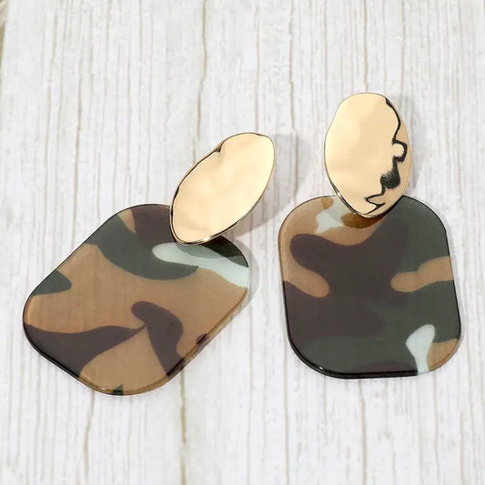 3.12.26 Earring Bold gliiter resin camo