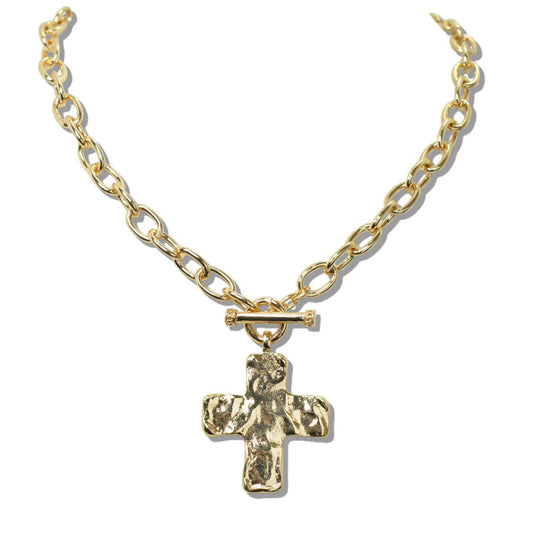 2.5.26 Necklace Hammered cross toggle necklace