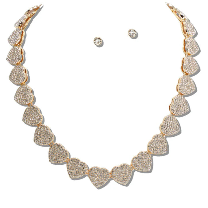 2.5.26 Necklace VALENTINE HEART LINK PAVE RHINESTONE NECKLACE