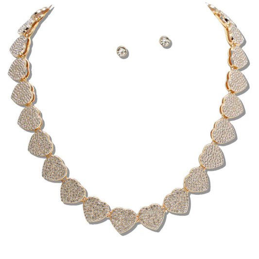 2.5.26 Necklace VALENTINE HEART LINK PAVE RHINESTONE NECKLACE