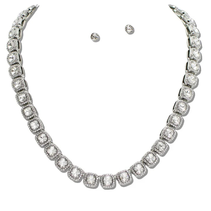 2.5.26 Necklace GEOMETRIC LINK PAVE RHINESTONE NECKLACE