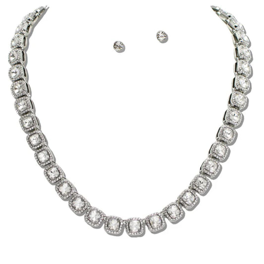 2.5.26 Necklace GEOMETRIC LINK PAVE RHINESTONE NECKLACE