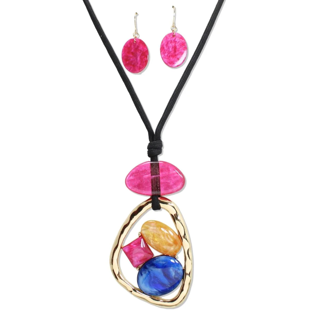 7.1.26 Necklace GEOMETRIC MARBLED RESIN PENDANT