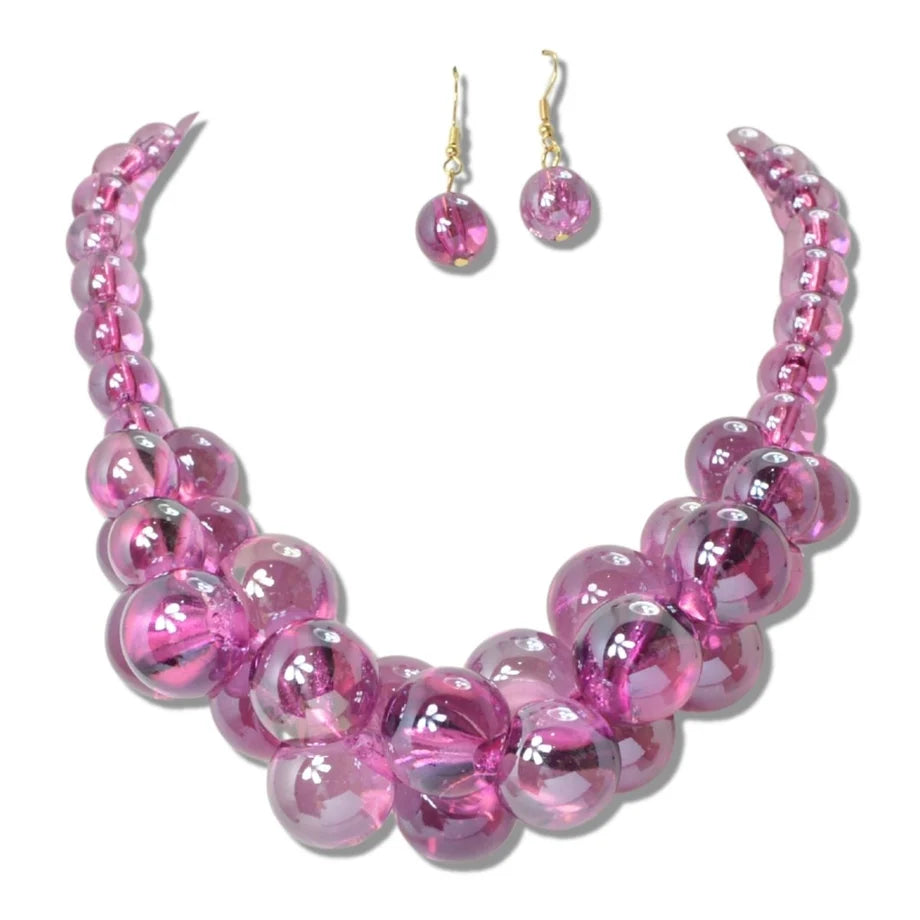 7.28.26 TRANSLUCENT BUBBLE BEAD STATEMENT NECKLACE