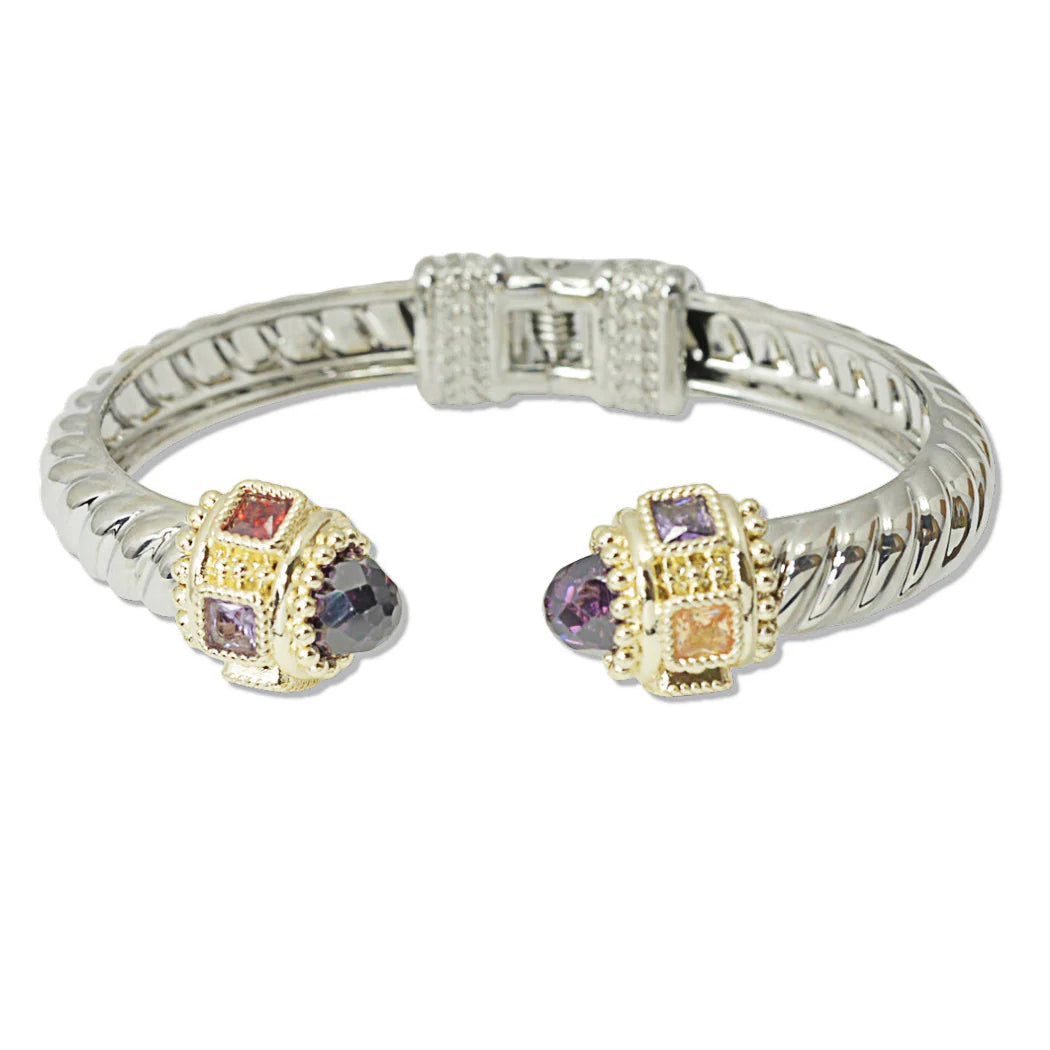 8.8.25 Bangle  14K GOLD PLATED CUBIC ZIRCONIA ACCENT DESIGNER INSPIRED OPEN CUFF BRACELET