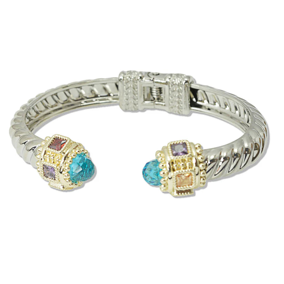 8.8.25 Bangle  14K GOLD PLATED CUBIC ZIRCONIA ACCENT DESIGNER INSPIRED OPEN CUFF BRACELET