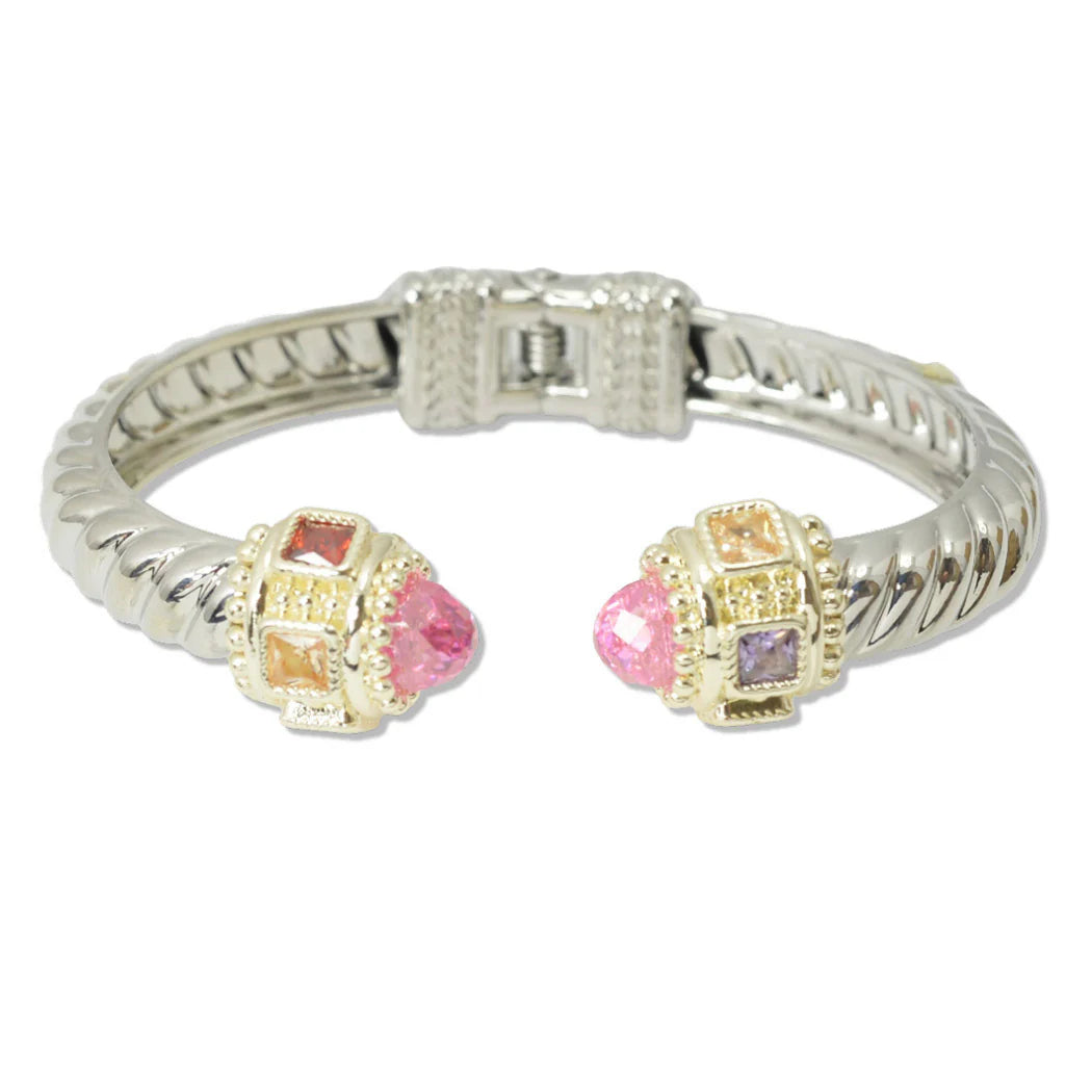 8.8.25 Bangle  14K GOLD PLATED CUBIC ZIRCONIA ACCENT DESIGNER INSPIRED OPEN CUFF BRACELET