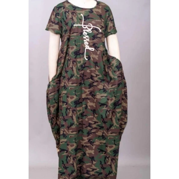 6.10.26 Dress Blessed camo maxi free sz to 3x