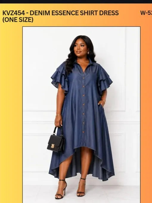 6.17.26 Dress Denim hi low flowy up to 2x