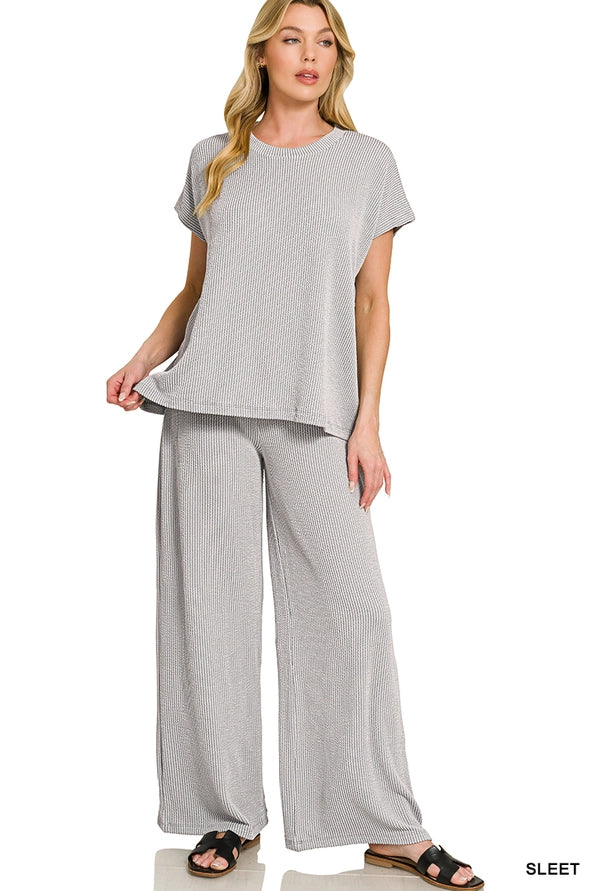 10.7.26 Pants set Zenana raised rib set 2x
