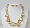 2.15.26 Necklace set chunky chain link w button earring