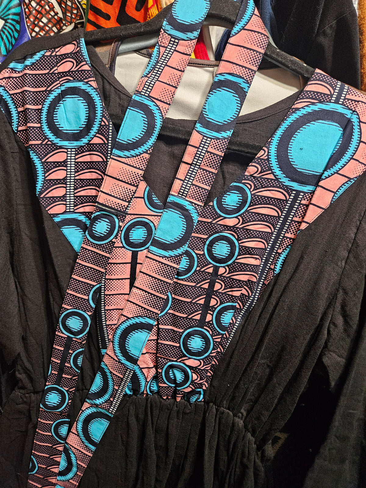 1.31.25 Dress African Dress w tribal trim fit up to 2x