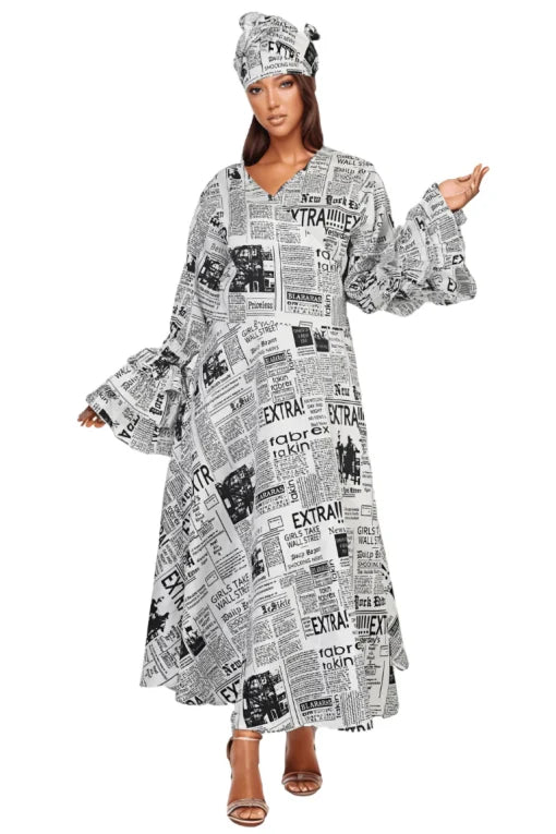 10.12.25 Dress Newspaper wrap dress fits up to 2x