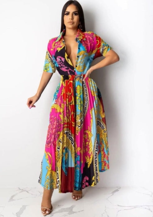 6.9.26 Dress MR multi color w pleated skirt