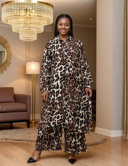 8.25.26 Pants set Animal print 2pc pants set sz L