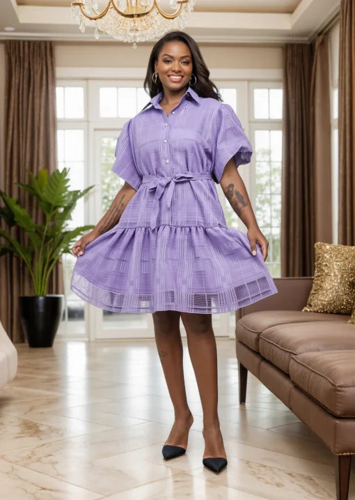 6.17.26 Dress NF puff sleeve mesh look midi  up to 2x