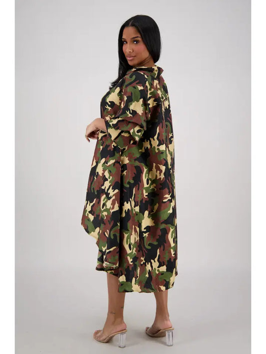 11.5.25 Dress Camo hi low with rhinestone buttons up to 2x