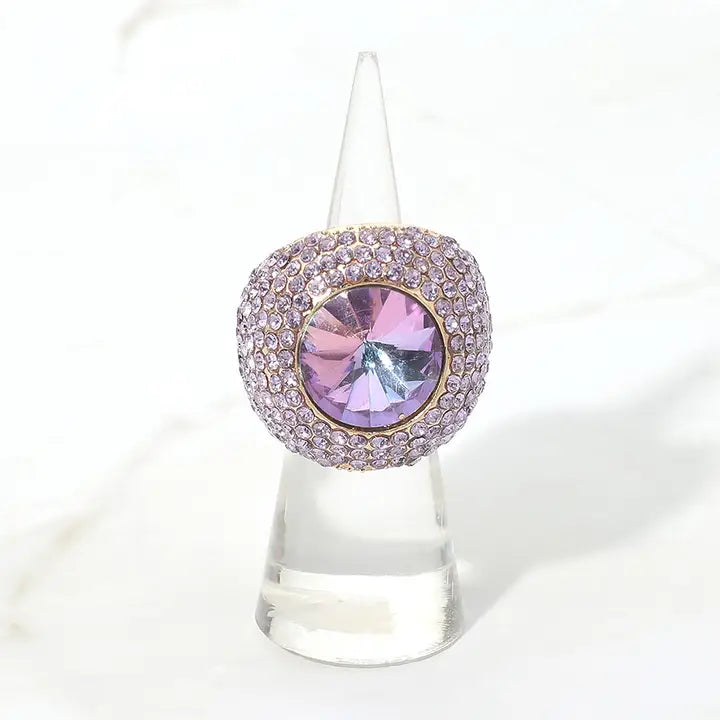7.2.26 Ring Bould round stone accent rhihestone