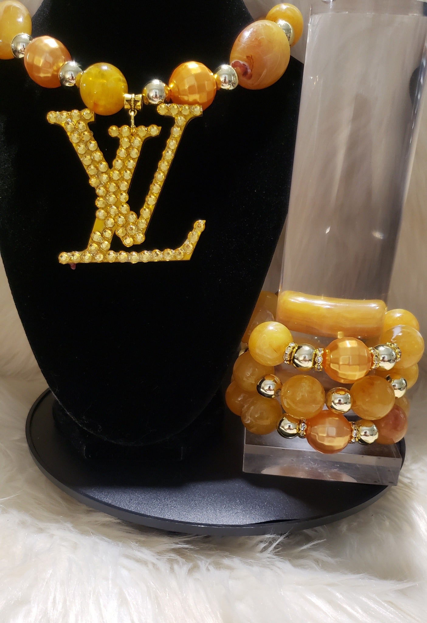 10.6.25 Fashion Necklace and thick stack bracelet set