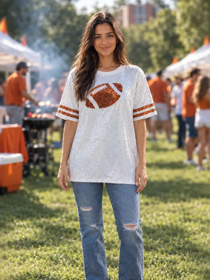 10.1.26 Jersey sequin football shirt White