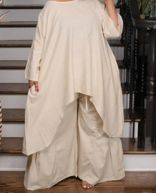 8.8.25 Pant set 2pc solid pant set linen fits up to 2x