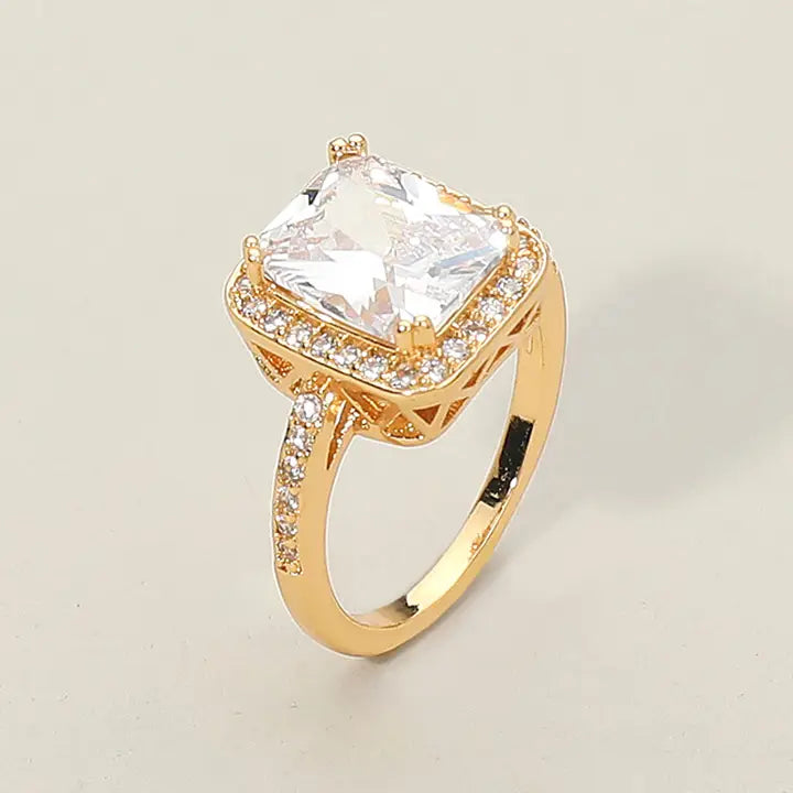 12.12.25 Ring square cz halo ring sz 9