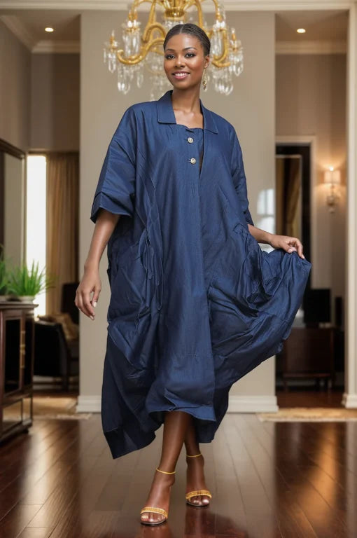 2.18.26 Dress Denim baggy w big pockets fits up to 3x