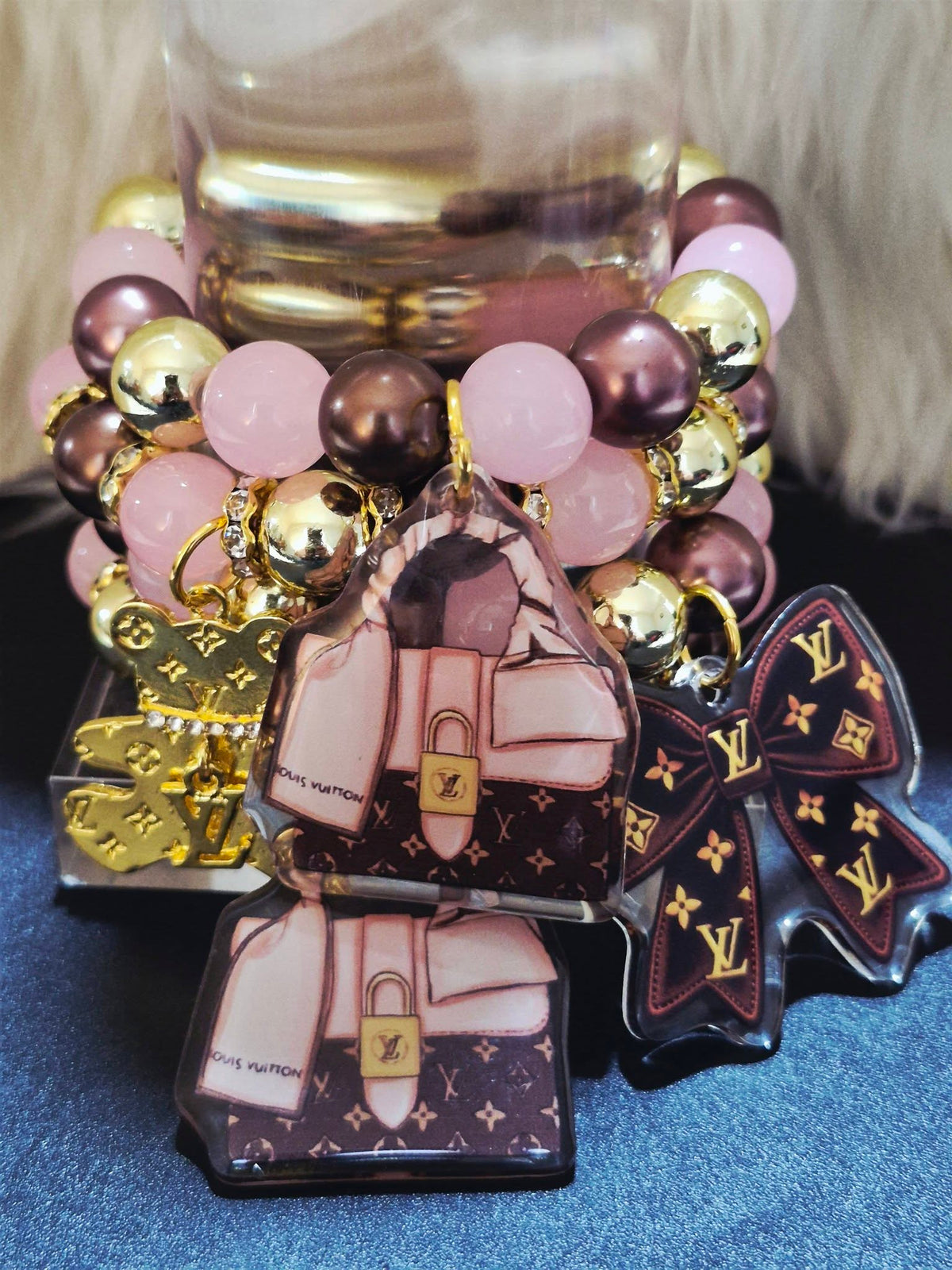 9.12.26 Bracelet stack 4 strand beaded w charms