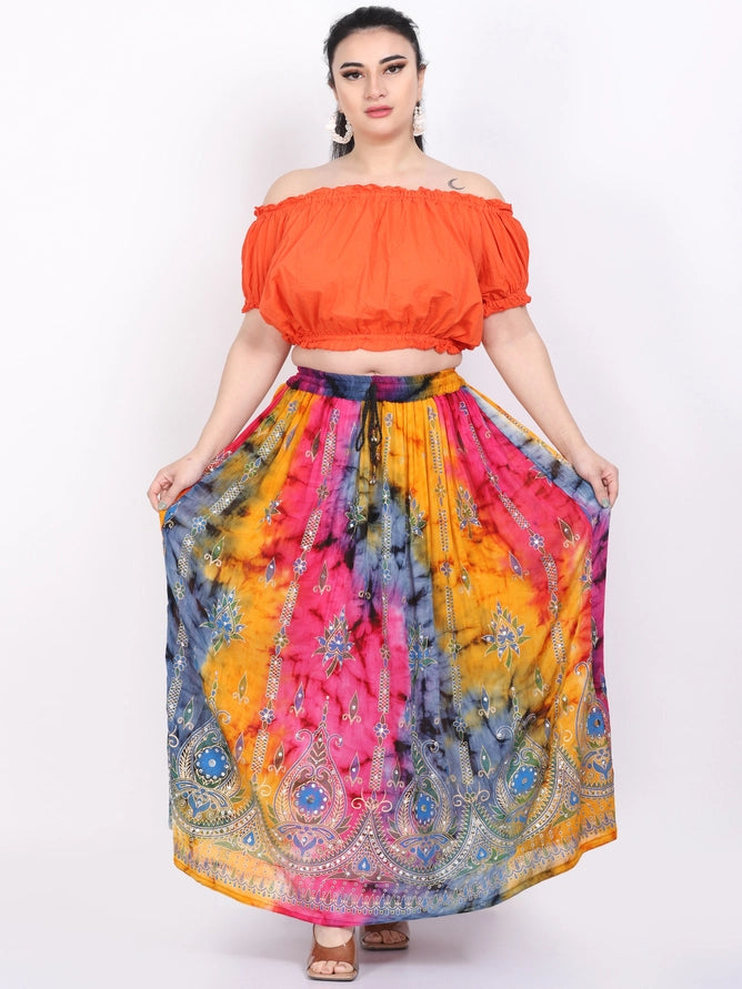 8.10.26 Skirt Tye dye sequine  maxi up to 1x
