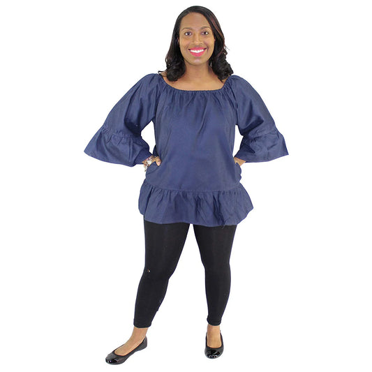 1.30.26 Blouse denim off shoulder up to 3x
