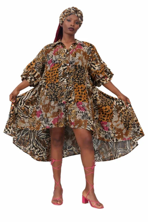 6.17.26 Dress mixed animal print up to 2x
