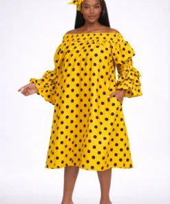 8.25.26 Dress Off shoulder swing dress w ruffle sleeve up to 2x